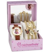 Wholesale - 8.5" ADJ. FRANKIE WATCH W/3 GOLD STRETCH DOG MOTIF CHARM BRACELETS RACHAEL HALE C/P 30, UPC: 7426902566520